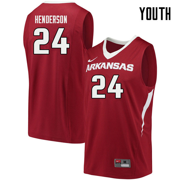 Youth #24 Ethan Henderson Arkansas Razorbacks College Basketball Jerseys Sale-Cardinal